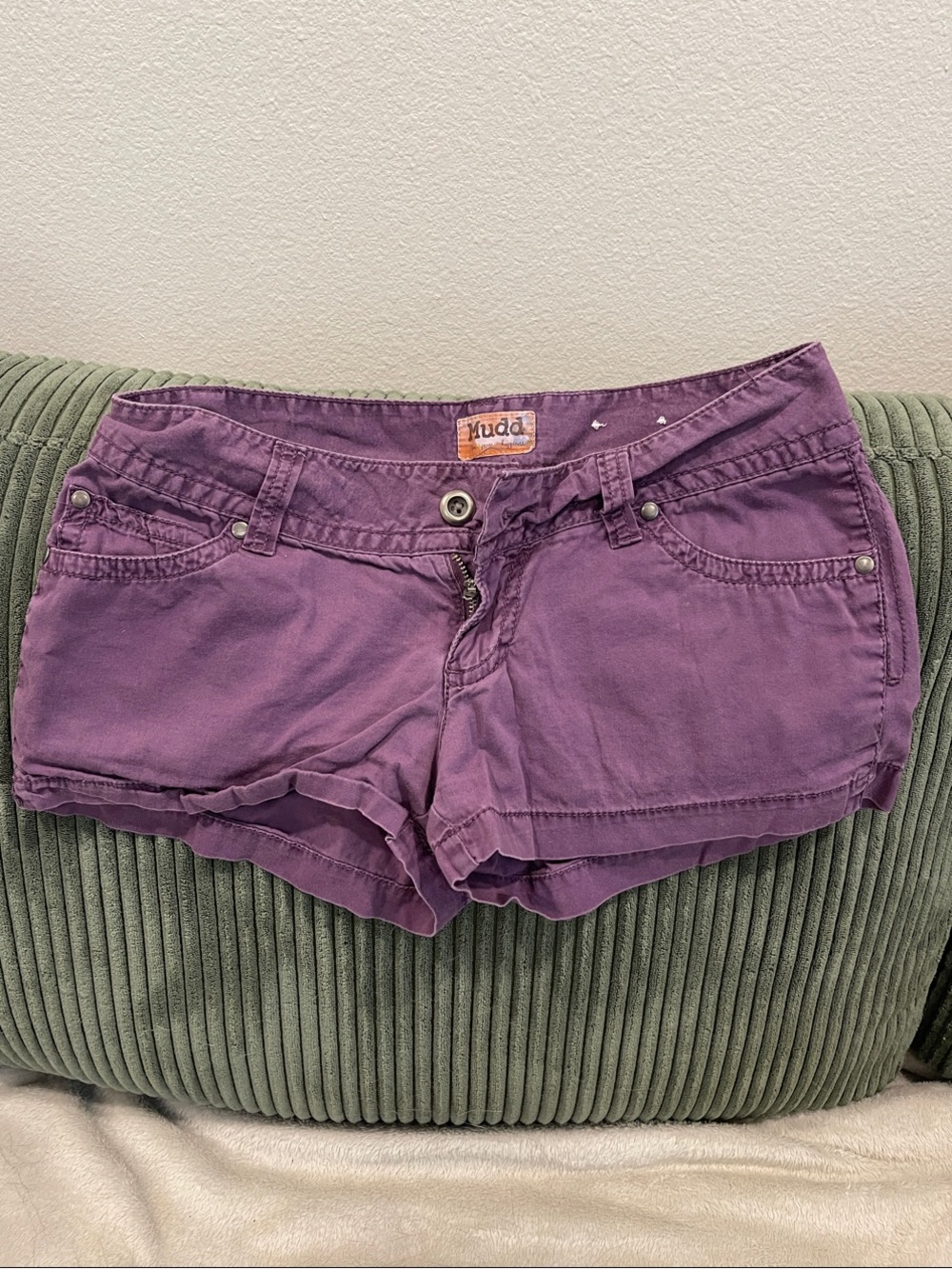 Mudd Purple Cotton Blend Low-Rise Shorts